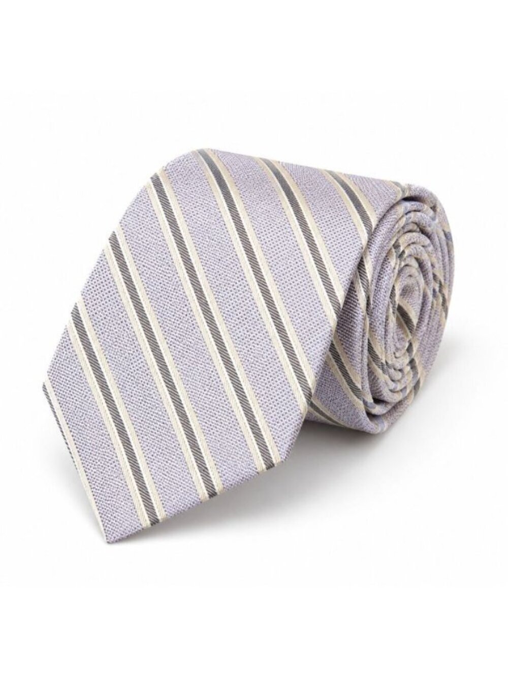 HSM Lilac Gray Stripe Tie Made in USA Silk Necktie Classic Business